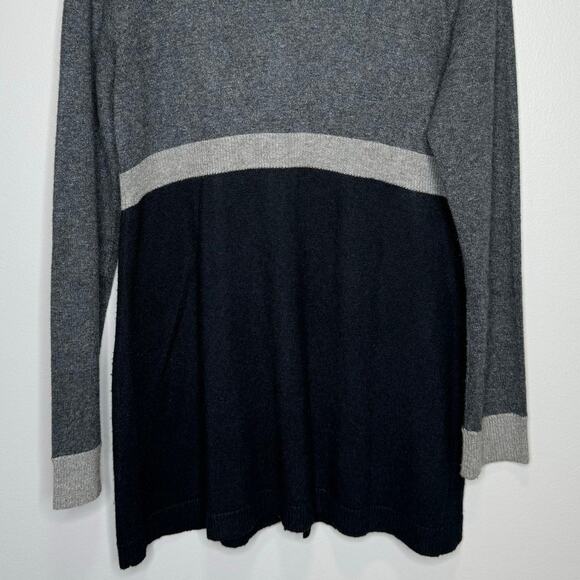 Acrobat Silk Cashmere Cardigan Large Gray Black Colorblock Soft Luxe Lightweight - Picture 7 of 10